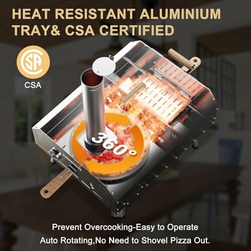 CSA certified heat resistant aluminum tray with auto rotating pizza oven.