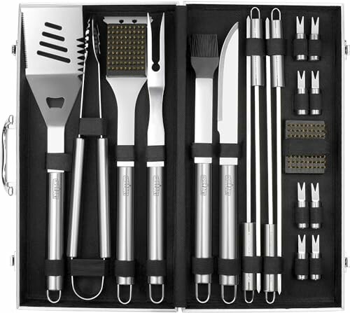 BBQ grill tools set in a black case.