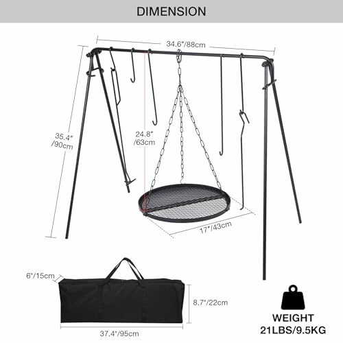 REDCAMP Grill Swing Campfire Cooking Stand