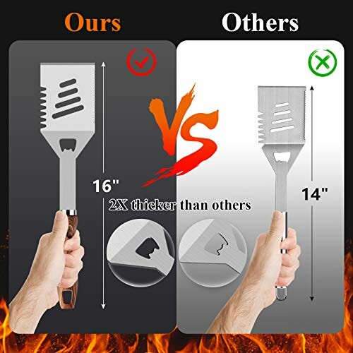 Comparison of two spatulas highlighting thickness differences.