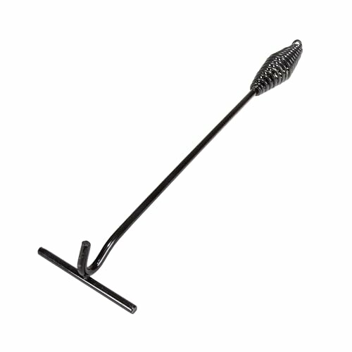 Metal fireplace poker tool with spiral handle.