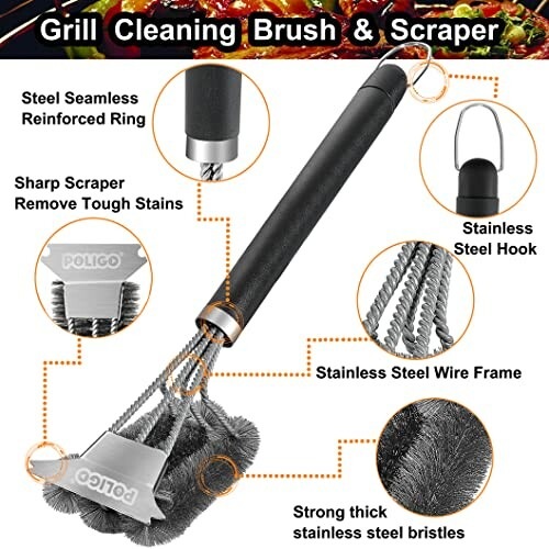 POLIGO Grill Brush and Scraper