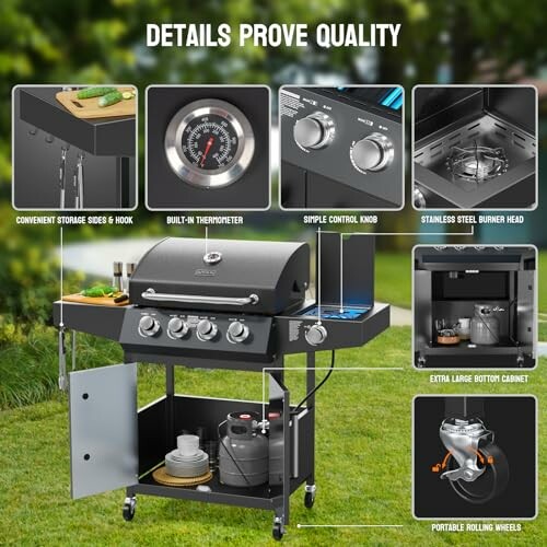 ROVSUN 4 Burner Propane Gas Grill