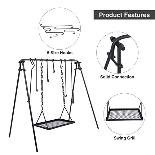 Metal swing grill with hooks and solid connection features.