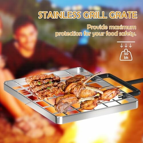 Stainless steel grill grate with food grilling